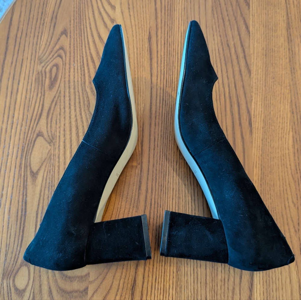 Marc Fisher Black Faux Suede Block Heel Pumps, Size 10M - Picture 9 of 9